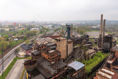 Panoramic view of the lower Vitkovice district from the Bolt tower in Ostrava, Czech Republic.