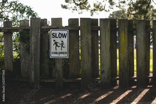 Safety sign to warn drivers of children