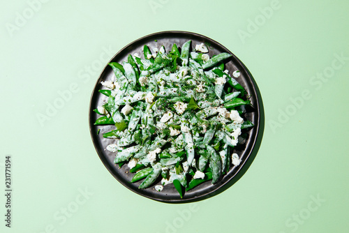 Sugar Snap Pea Salad with Ranch, Herbs, and Goat Cheese
