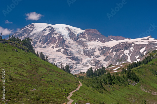 Glaciated Volcano on a Sunny  Summer day