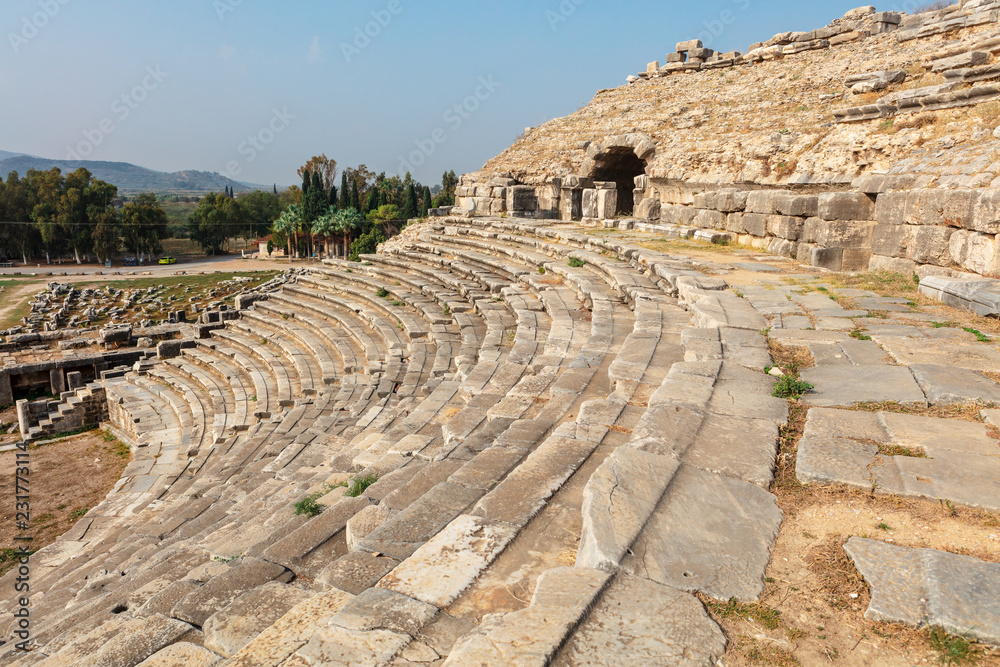Ruins of the ancient Theatre at Miletus in the Aydin Province of Turkey.