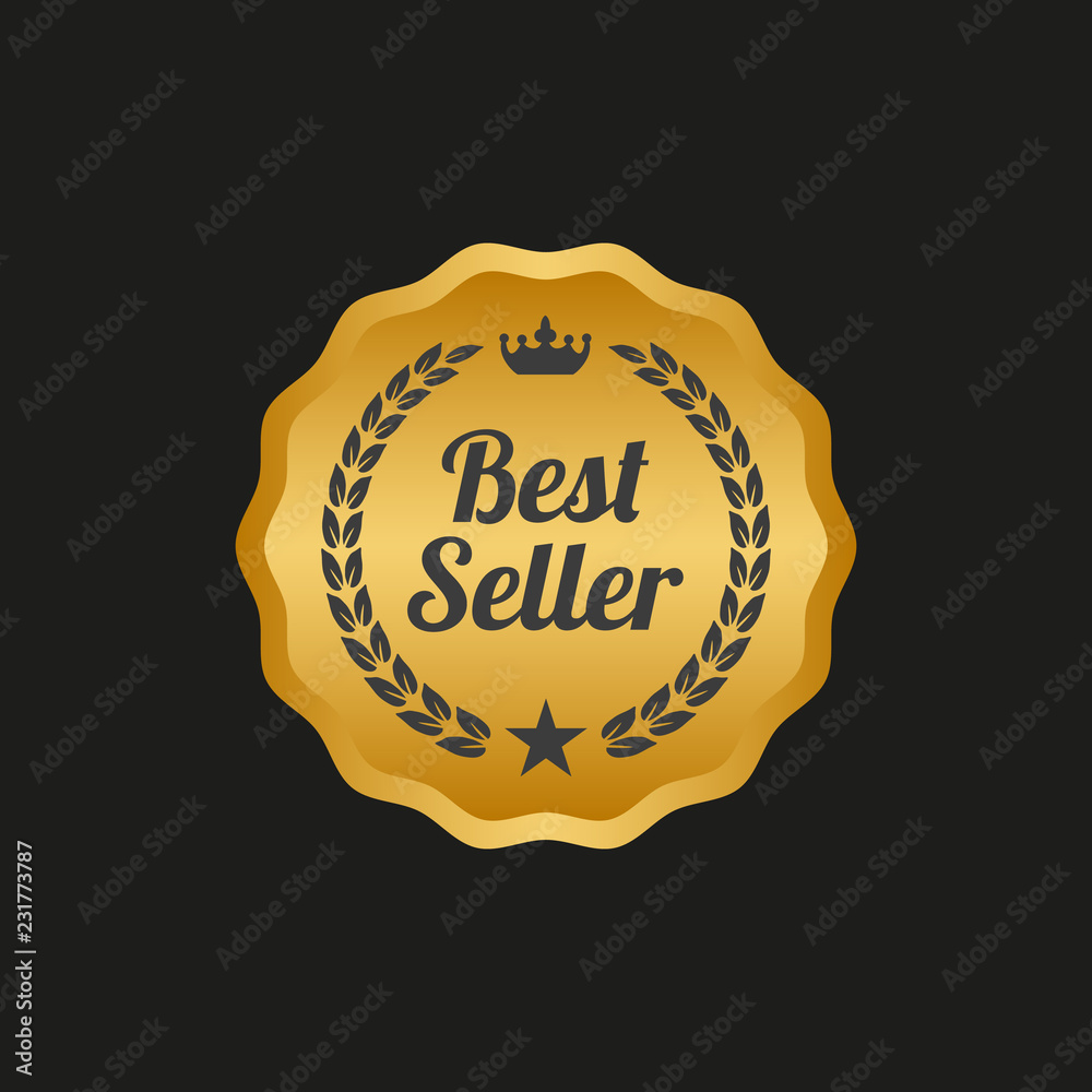Best seller label on black background. Best seller label on black background.