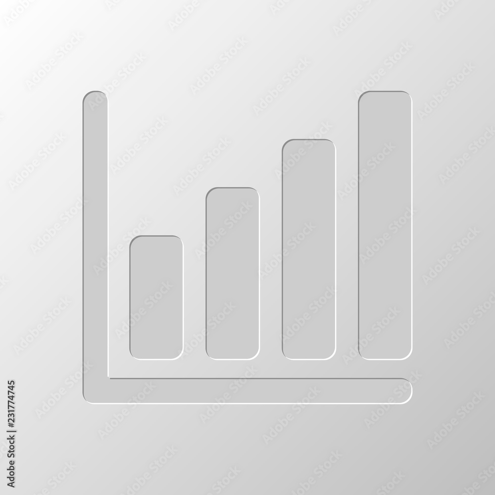 Growing graph line icon. Paper design. Cutted symbol. Pitted sty Growing graph line icon. Paper design. Cutted symbol. Pitted sty