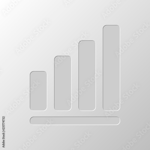 Growing graph line icon. Paper design. Cutted symbol. Pitted sty