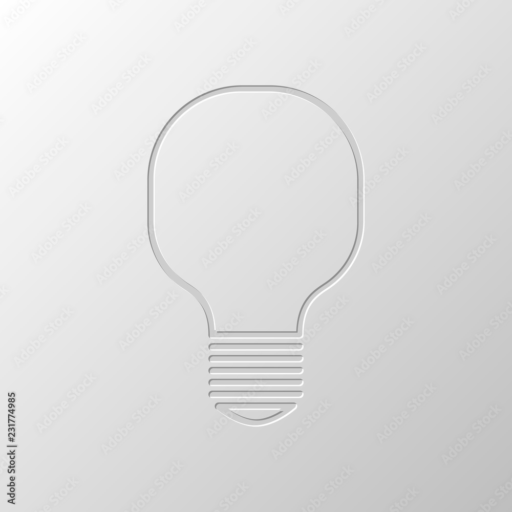Light lamp icon. Paper design. Cutted symbol. Pitted style Light lamp icon. Paper design. Cutted symbol. Pitted style