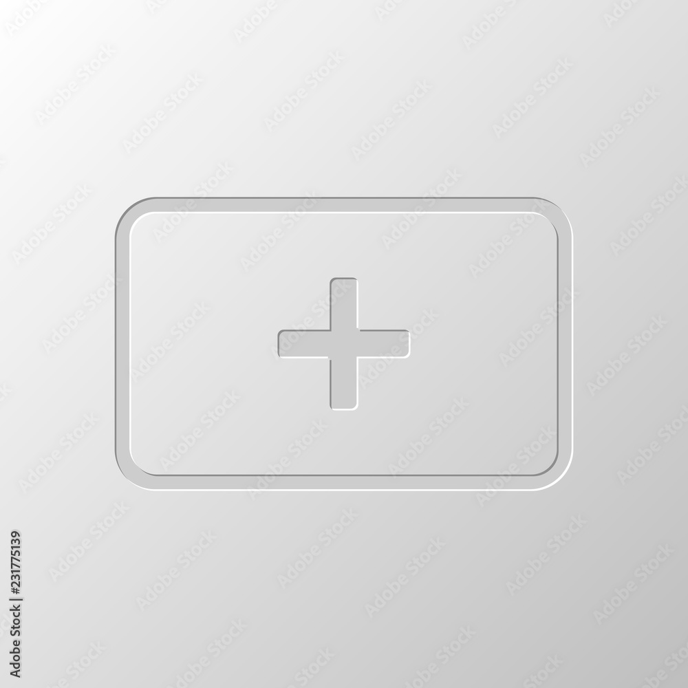 First aid box. simple icon. Paper design. Cutted symbol. Pitted First aid box. simple icon. Paper design. Cutted symbol. Pitted