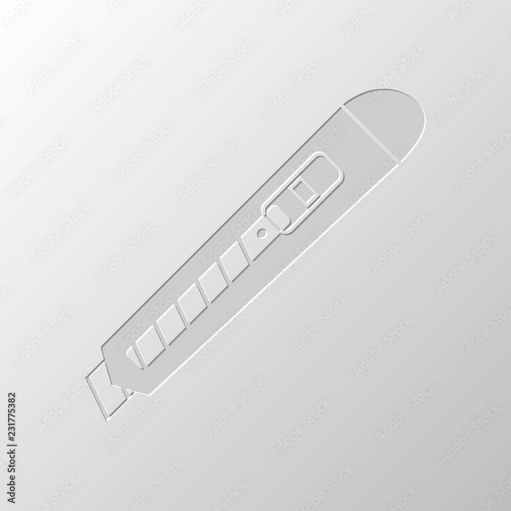 Paper cutter icon. Paper design. Cutted symbol. Pitted style