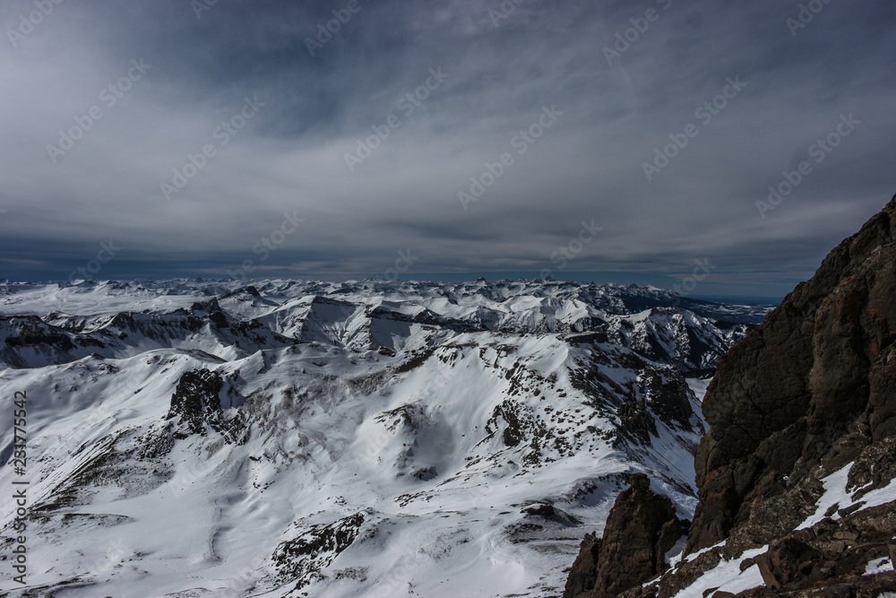 Hiking up Wetterhorn Peak in Winter, Colorado Rocky Mountains