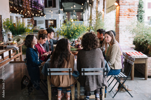 People sitting and dining together