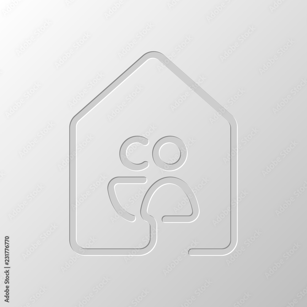 house with family or couple icon. line style. Paper design. Cutt house with family or couple icon. line style. Paper design. Cutt