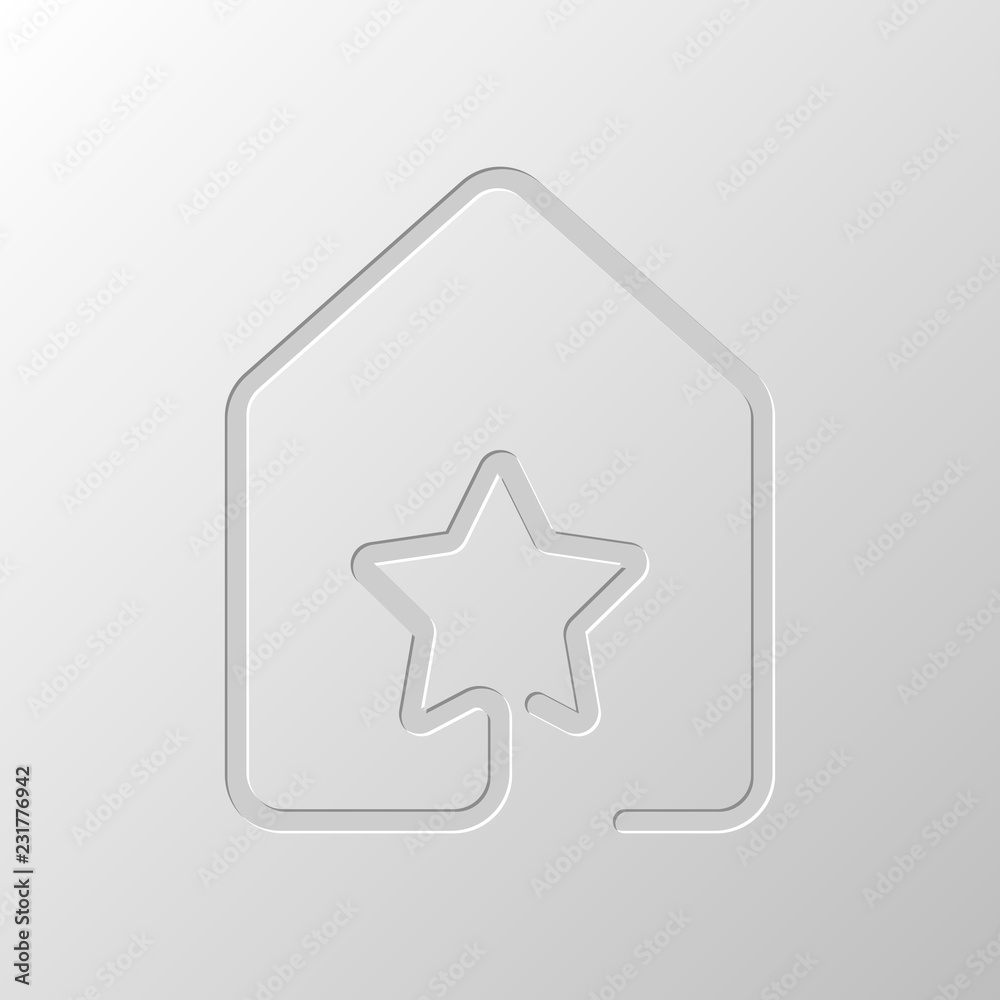 house with star icon. line style. Paper design. Cutted symbol. P house with star icon. line style. Paper design. Cutted symbol. P