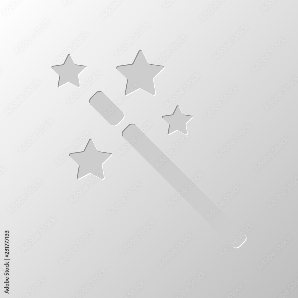 magic wand with stars. simple silhouette. Paper design. Cutted s magic wand with stars. simple silhouette. Paper design. Cutted s