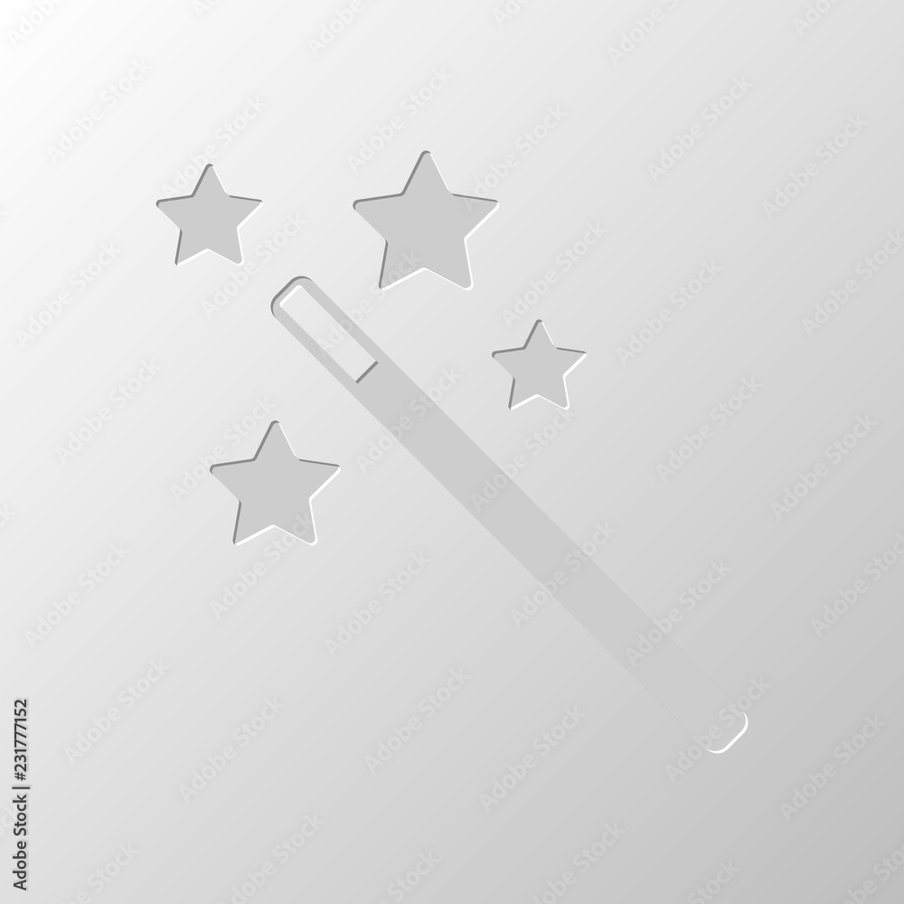 magic wand with stars. simple silhouette. Paper design. Cutted s magic wand with stars. simple silhouette. Paper design. Cutted s