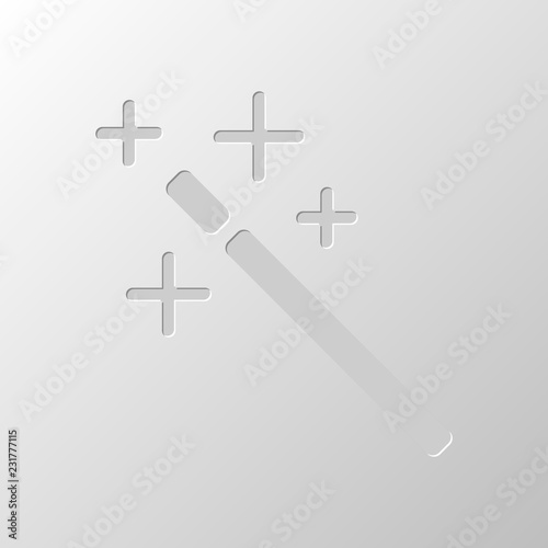 magic wand. simple silhouette. Paper design. Cutted symbol. Pitt