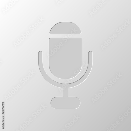 microphone. simple silhouette. Paper design. Cutted symbol. Pitt
