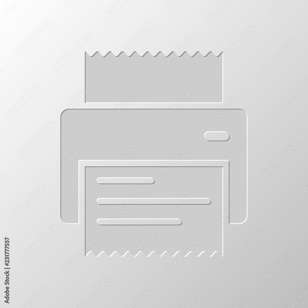 printer, receipt, simple icon. Paper design. Cutted symbol. Pitt printer, receipt, simple icon. Paper design. Cutted symbol. Pitt