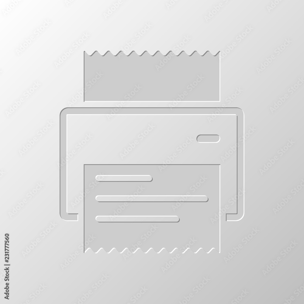 printer, receipt, simple icon. Paper design. Cutted symbol. Pitt printer, receipt, simple icon. Paper design. Cutted symbol. Pitt