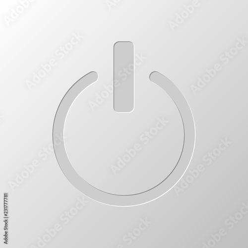 shut down, power. Paper design. Cutted symbol. Pitted style