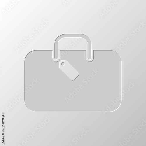 traveling bag, luggage, case. Paper design. Cutted symbol. Pitte