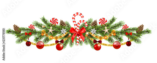 Christmas pine and ribbon