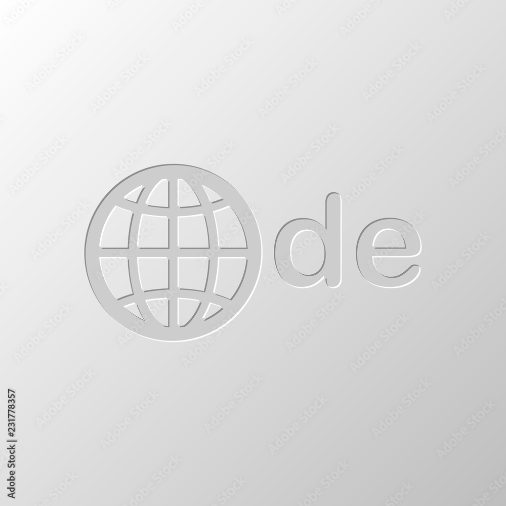 domain of Germany, globe and de. Paper design. Cutted symbol. Pi
