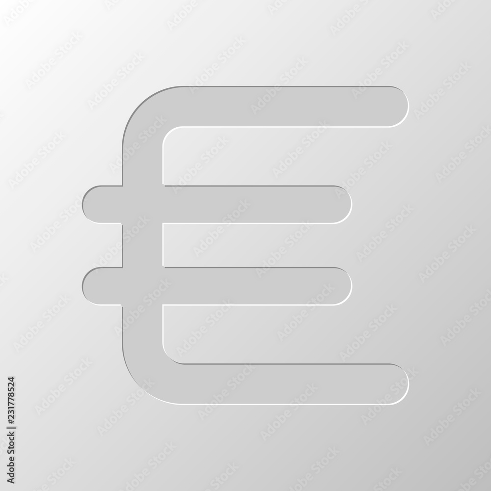 euro symbol, simple icon. Paper design. Cutted symbol. Pitted st euro symbol, simple icon. Paper design. Cutted symbol. Pitted st