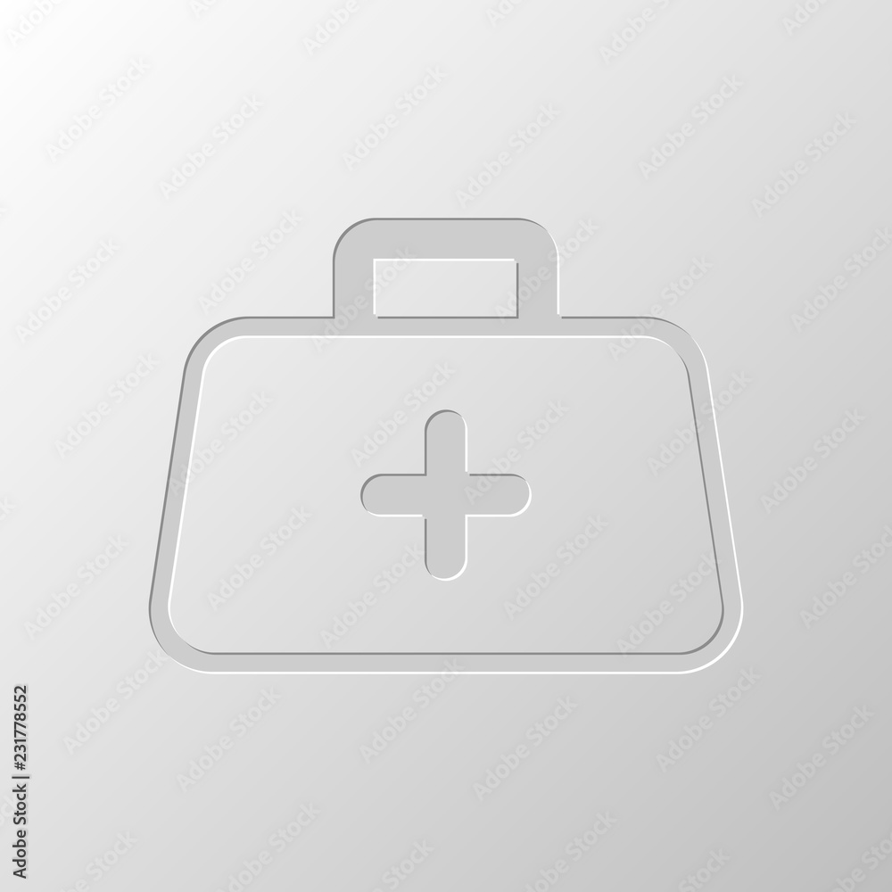 first-aid kit, outline symbol. Paper design. Cutted symbol. Pitt first-aid kit, outline symbol. Paper design. Cutted symbol. Pitt
