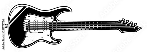 Black and white illustration of electric guitar