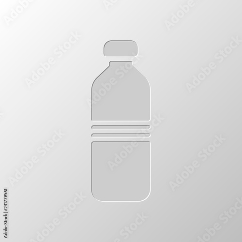 bottle of water, simple icon. Paper design. Cutted symbol. Pitte
