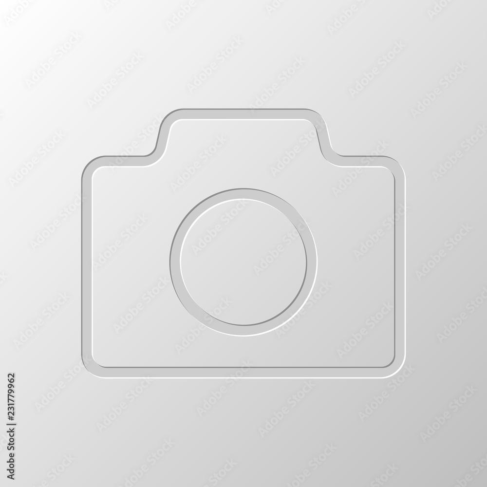 Photo camera, linear symbol with thin outline, simple icon. Pape Photo camera, linear symbol with thin outline, simple icon. Pape
