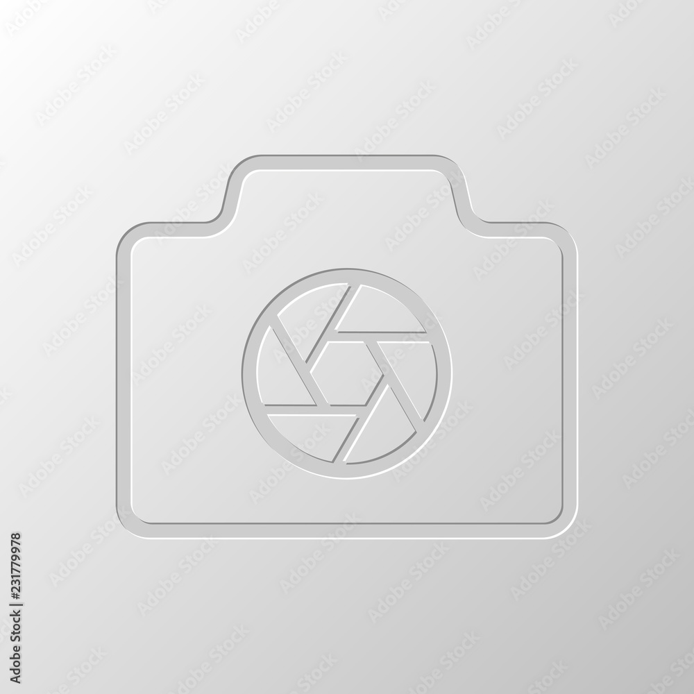 Photo camera with shutter, linear symbol with thin outline, simp Photo camera with shutter, linear symbol with thin outline, simp