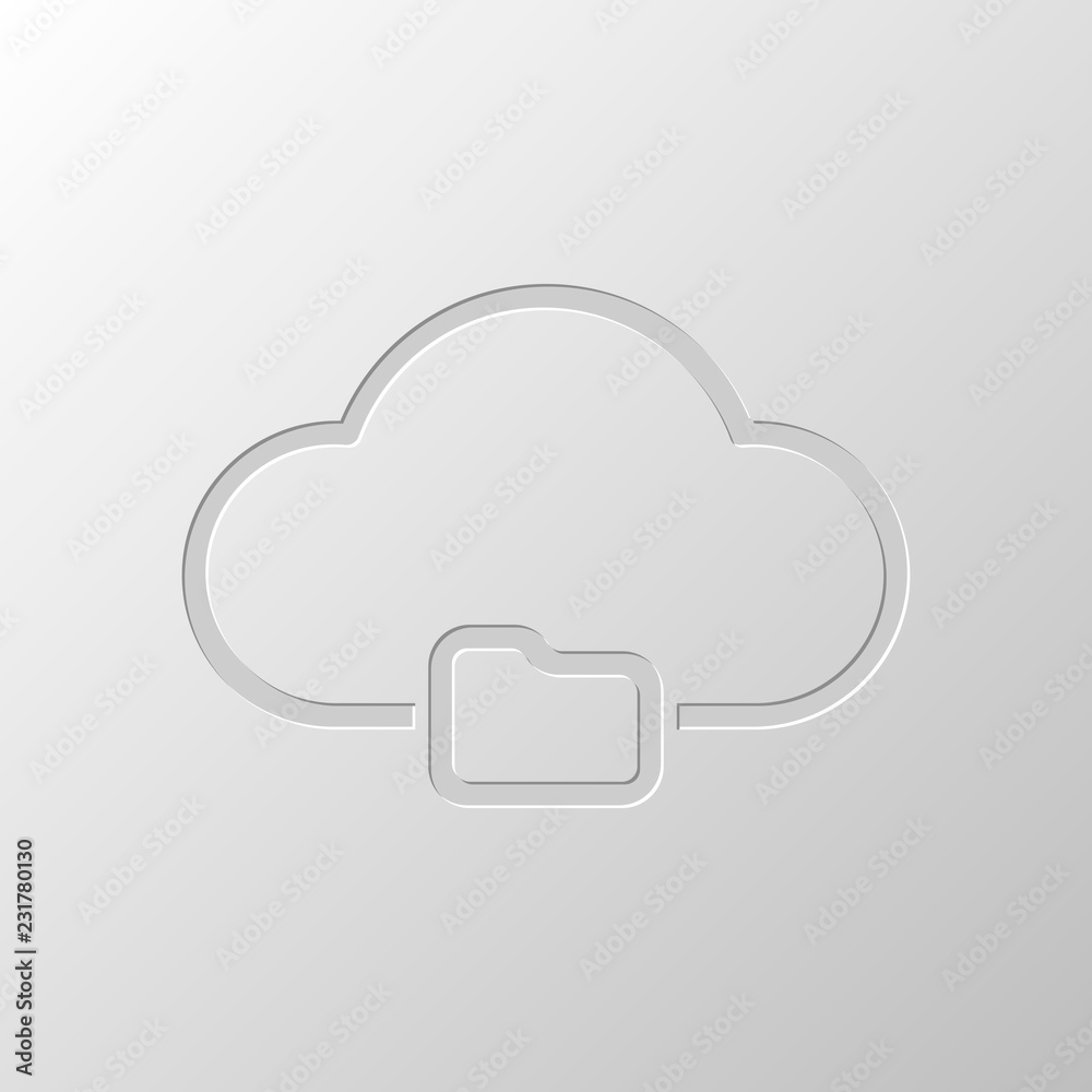 outline simple cloud and folder. linear symbol with thin outline outline simple cloud and folder. linear symbol with thin outline