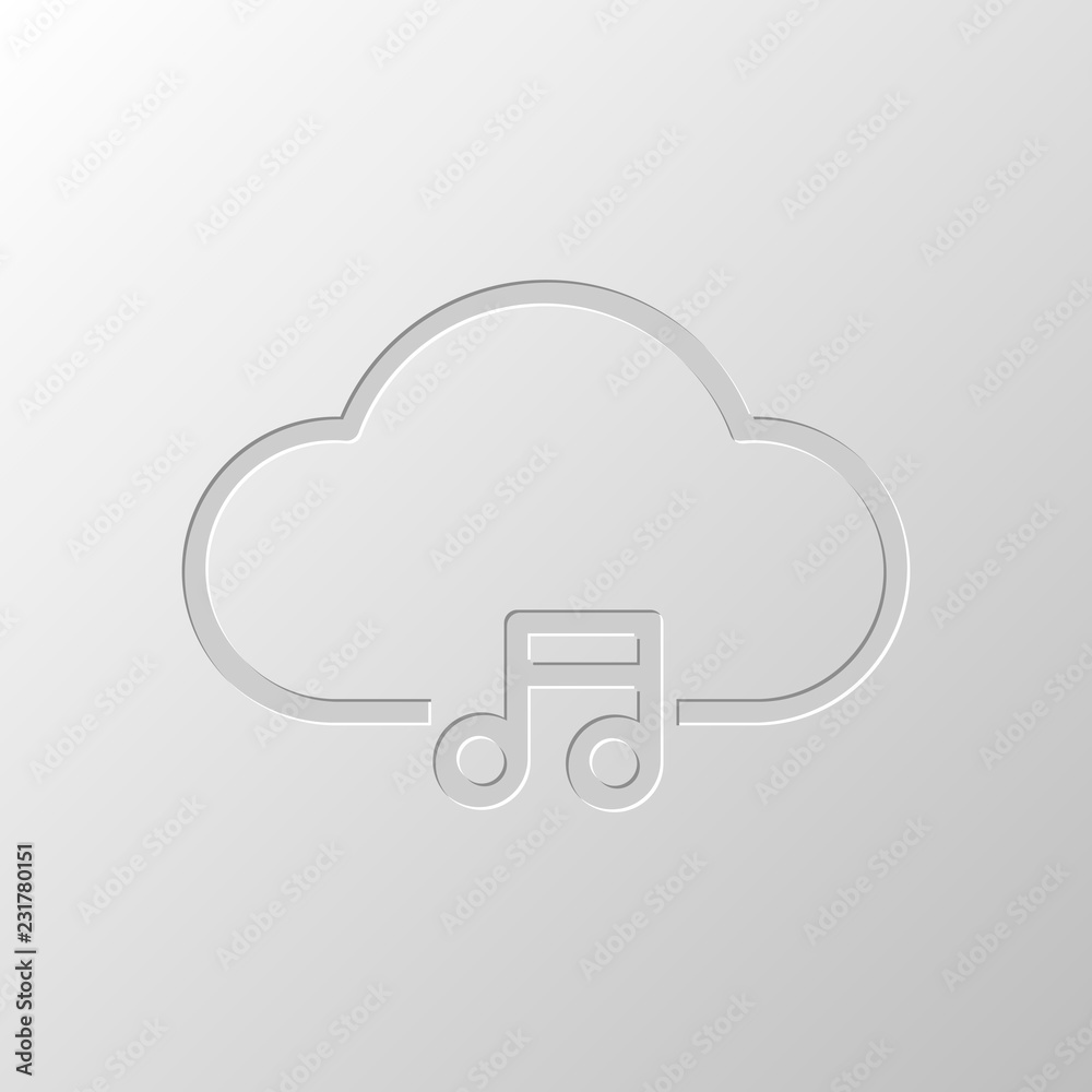 Cloud music library, striming. Simple linear icon with thin outl Cloud music library, striming. Simple linear icon with thin outl