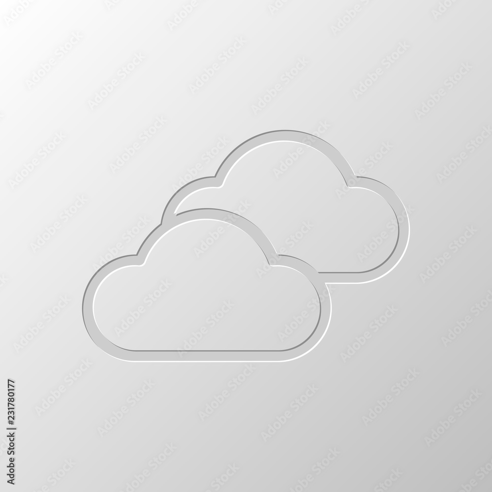Mostly cloudy icon. Simple linear icon with thin outline. Paper Mostly cloudy icon. Simple linear icon with thin outline. Paper