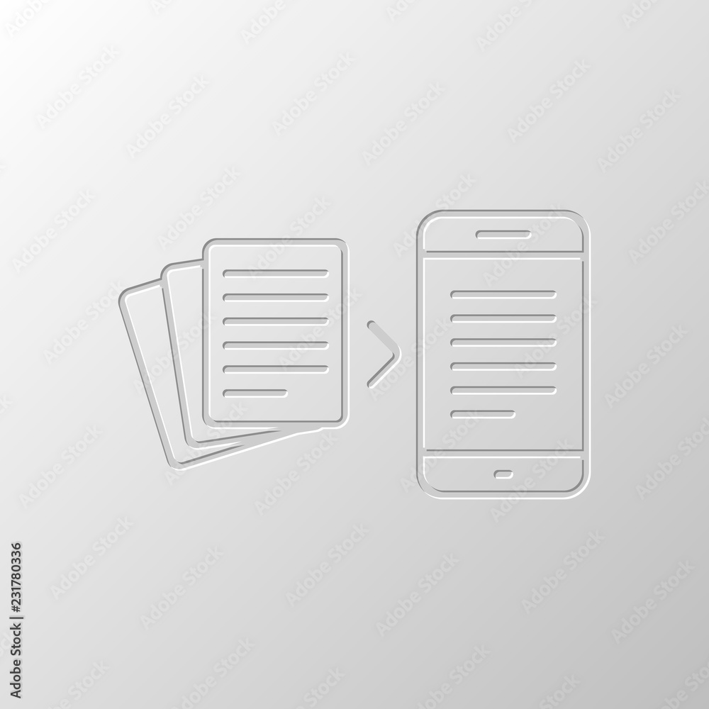 Convert to electronic document. Paper design. Cutted symbol. Pit Convert to electronic document. Paper design. Cutted symbol. Pit