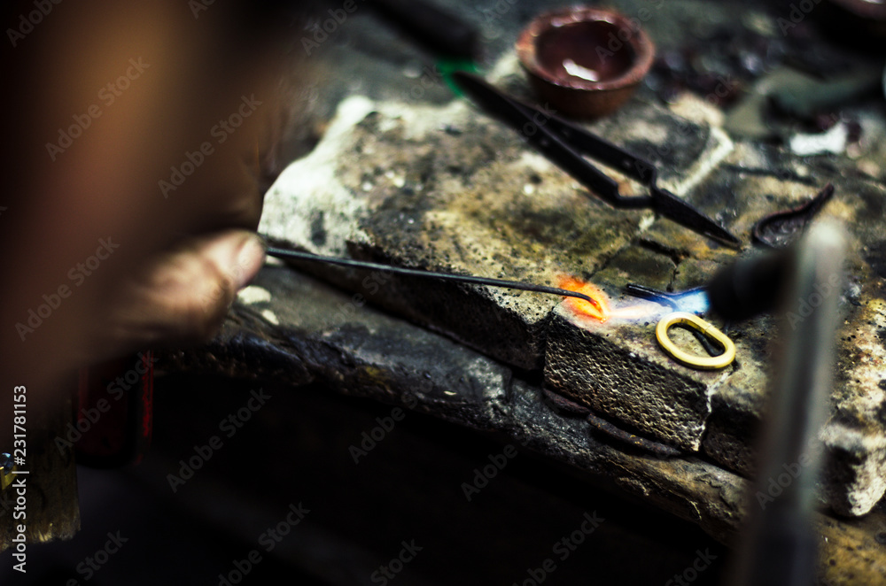 Industrial manufacture of the gold ring. Making a Gold Product Industrial manufacture of the gold ring. Making a Gold Product