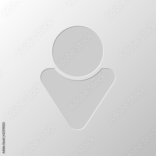 Simple male symbol. Man icon. Paper design. Cutted symbol. Pitte