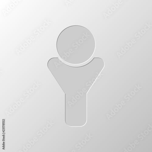 Simple male symbol. Man icon. Paper design. Cutted symbol. Pitte