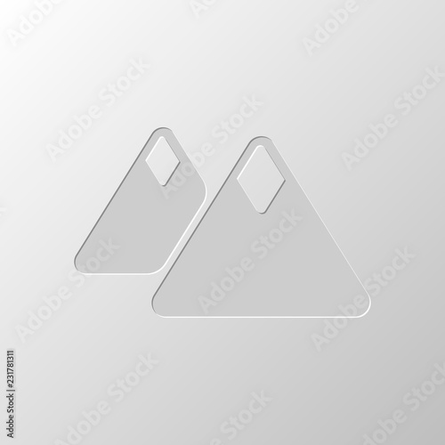 Mountains icon. Simple symbol. Paper design. Cutted symbol. Pitt