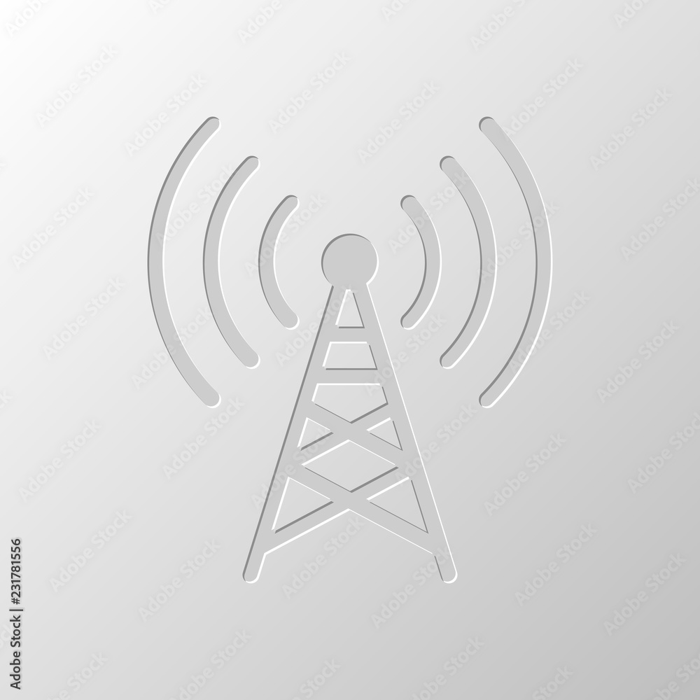 Radio tower icon. Linear style. Paper design. Cutted symbol. Pit Radio tower icon. Linear style. Paper design. Cutted symbol. Pit