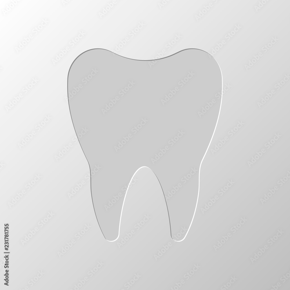Silhouette of tooth. Simple icon. Paper design. Cutted symbol. P Silhouette of tooth. Simple icon. Paper design. Cutted symbol. P
