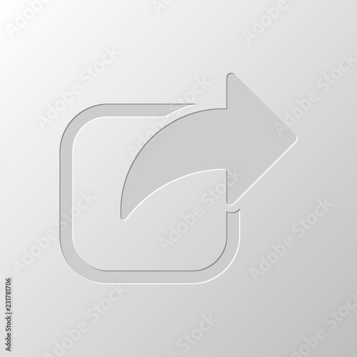 Share icon. Arrow and square. Paper design. Cutted symbol. Pitte
