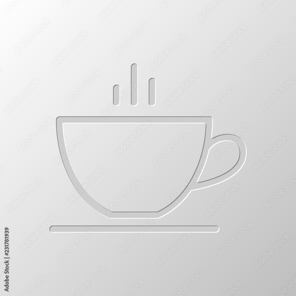 Simple cap of coffee or tea. Linear icon with thin outline. Pape Simple cap of coffee or tea. Linear icon with thin outline. Pape