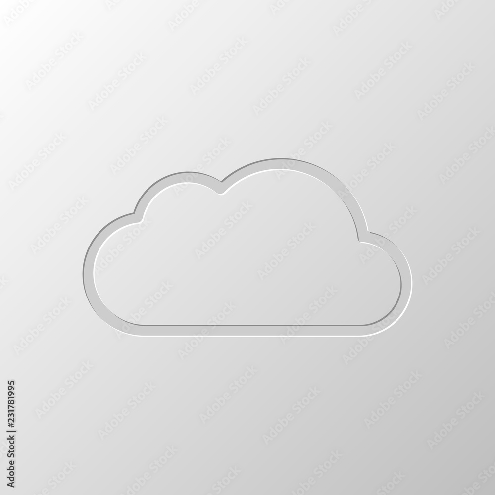 Simple cloud. Linear symbol with thin outline. Paper design. Cut Simple cloud. Linear symbol with thin outline. Paper design. Cut