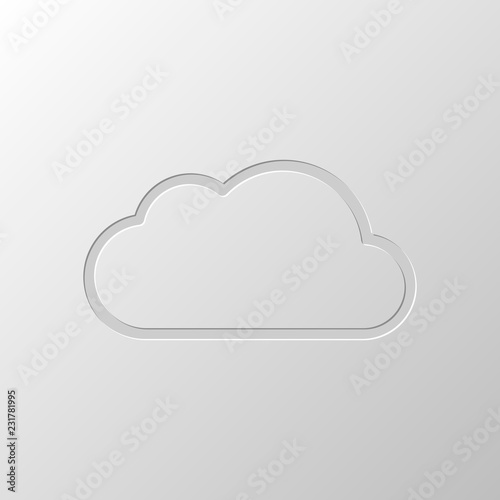 Simple cloud. Linear symbol with thin outline. Paper design. Cut