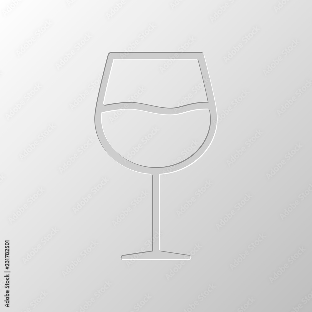 Wine glass. Linear, thin outline. Paper design. Cutted symbol. P Wine glass. Linear, thin outline. Paper design. Cutted symbol. P