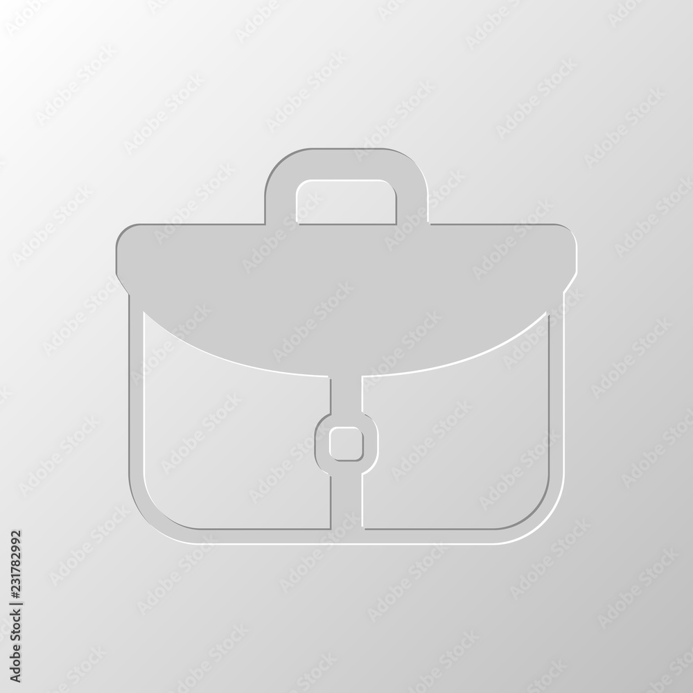 Briefcase, office bag. Paper design. Cutted symbol. Pitted style Briefcase, office bag. Paper design. Cutted symbol. Pitted style