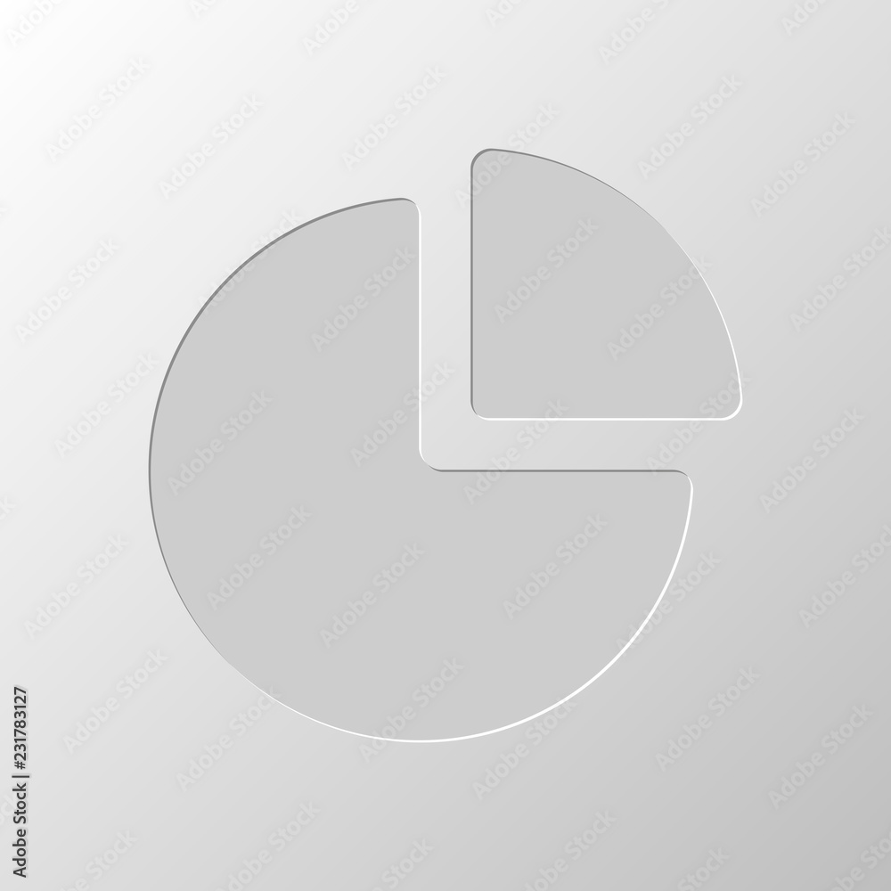 Business pie chart icon. Paper design. Cutted symbol. Pitted sty Business pie chart icon. Paper design. Cutted symbol. Pitted sty