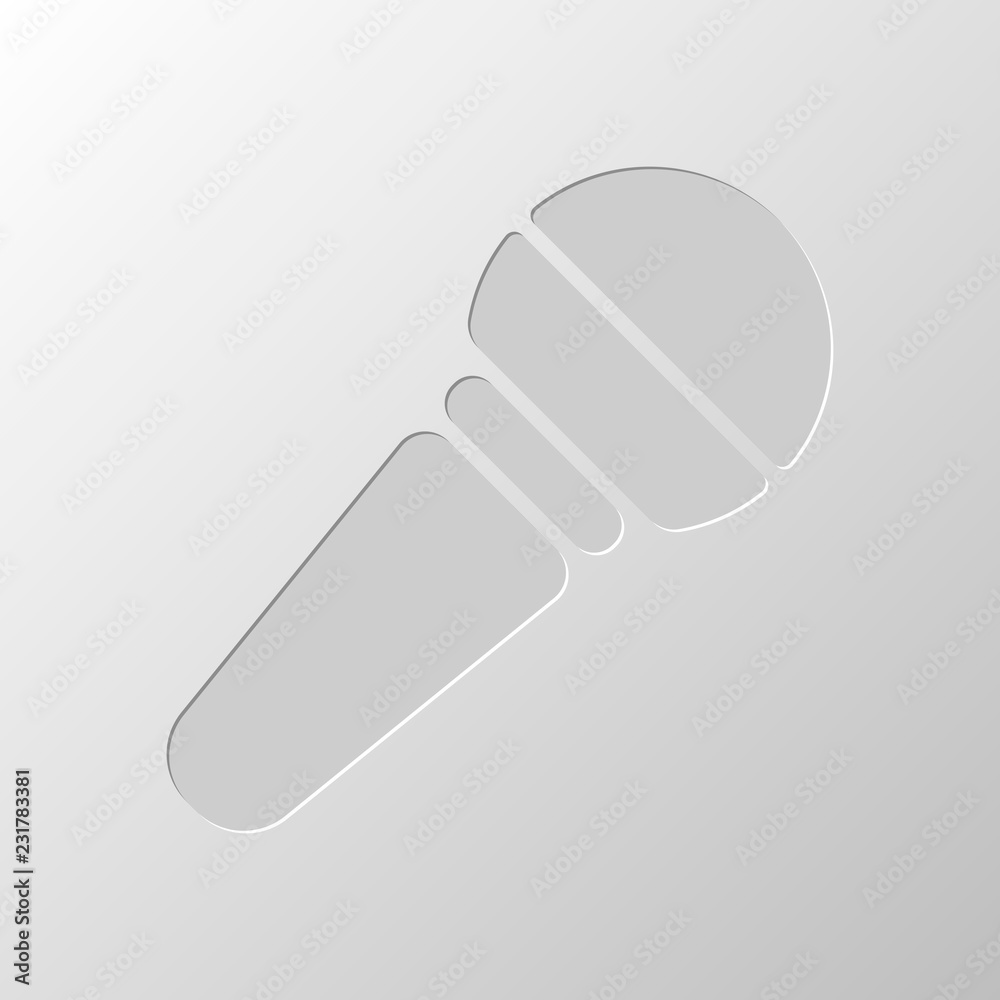 Hands microphone icon. Paper design. Cutted symbol. Pitted style Hands microphone icon. Paper design. Cutted symbol. Pitted style