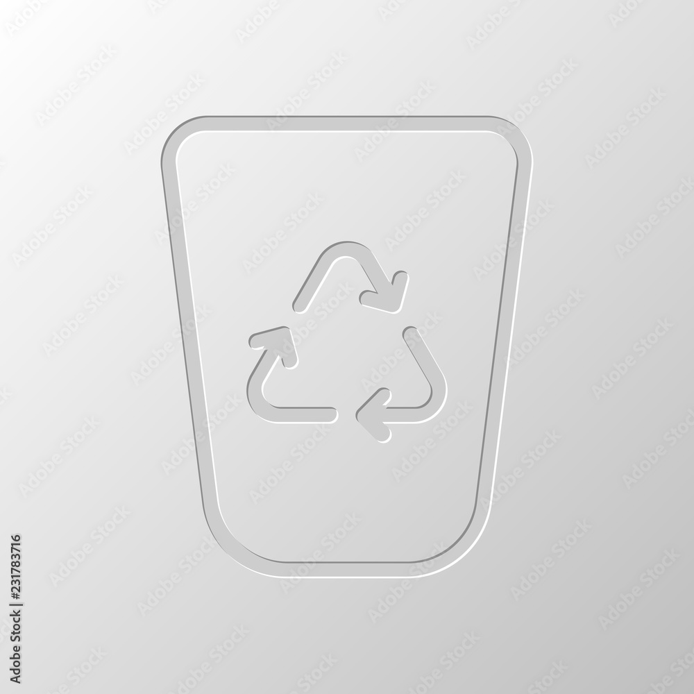 Recucle bin, reuse symbol on backet. Linear, thin outline. Paper Recucle bin, reuse symbol on backet. Linear, thin outline. Paper